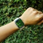 A person wearing an apple watch.