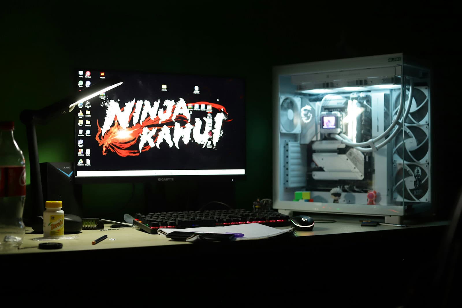 A desktop computer sitting on top of a desk