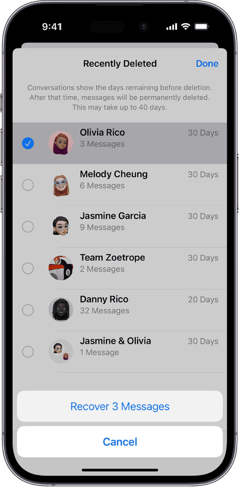 Recover Recently Deleted Messages