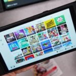 Someone is playing games on a nintendo switch.