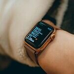 silver aluminum case apple watch with brown leather strap