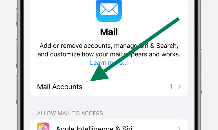 Mail Accounts on iOS