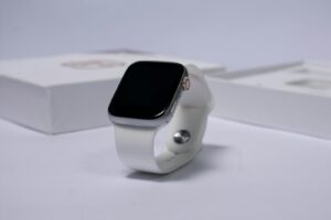 white and black apple watch