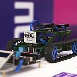 blue and black continuous track