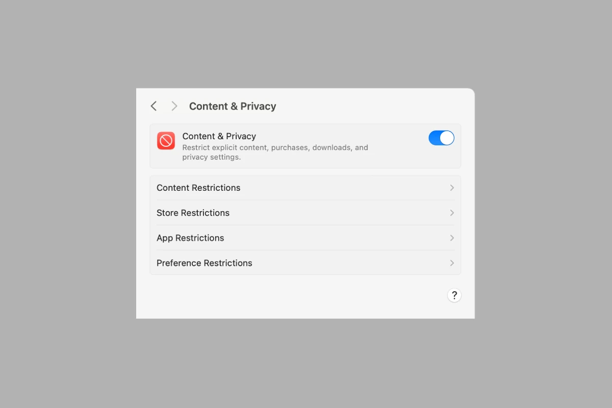 MacOS Parental Controls