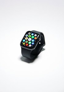 black smart watch with white background