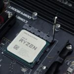 a close up of a cpu chip on top of a motherboard