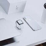 Apple products on table