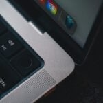 a close up of a laptop computer keyboard