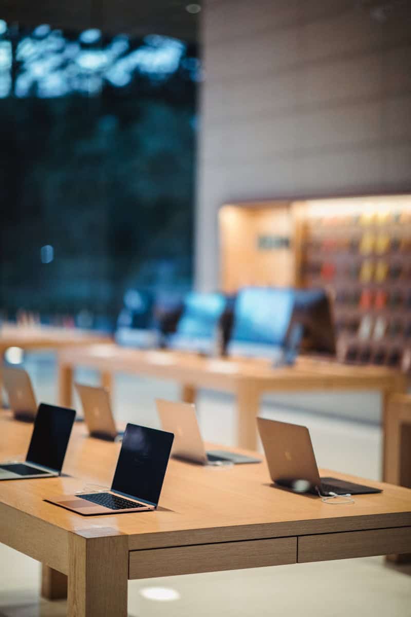 laptop computers on top of table