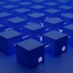 a group of blue boxes
